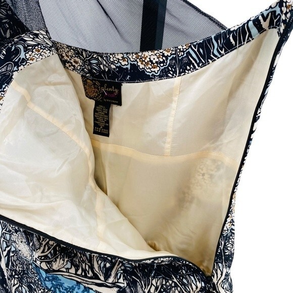 Plenty by Tracy Reese Size 2 Into the Woods Silk Dress Blue Black One Shoulder - Picture 6 of 9